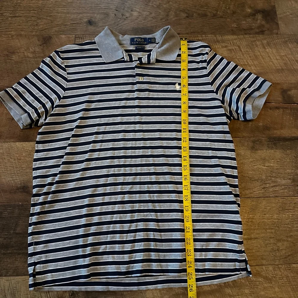 Men's Polo Ralph Lauren Polo M Navy Gray Striped Classic Fit